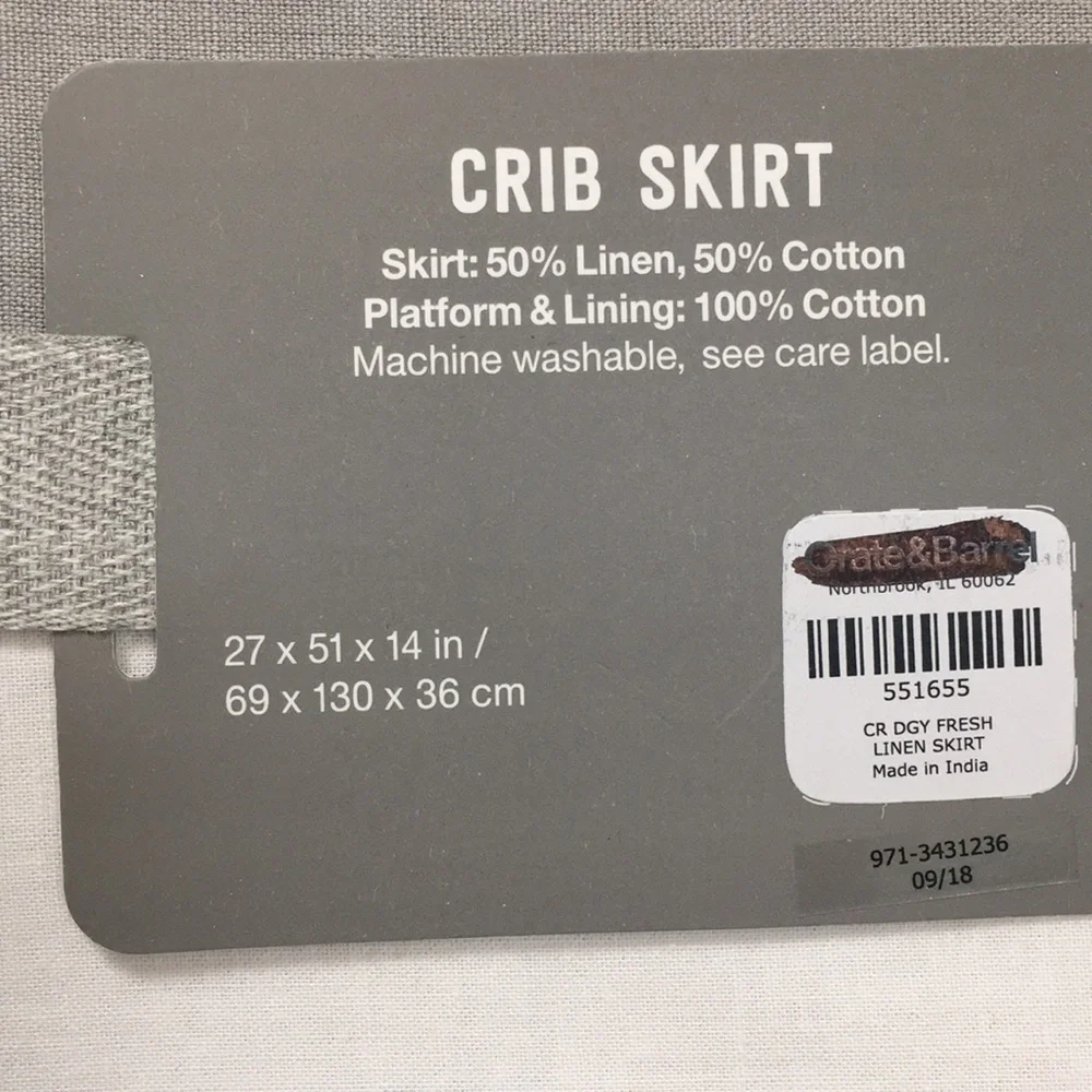 Crate & Barrel Linen Crib skirt crate & Kids